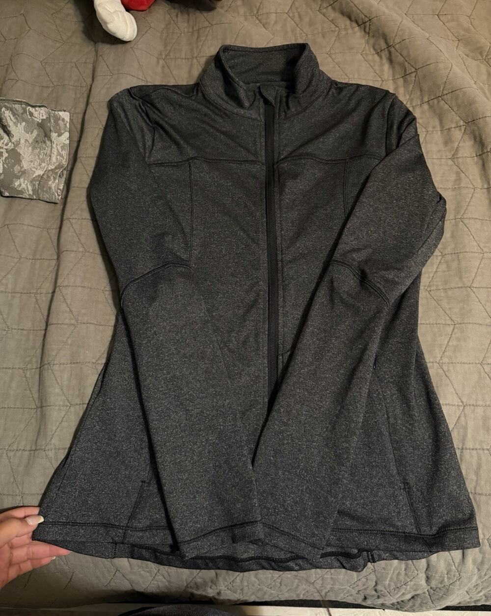 Danskin Now Women’s Gray Solid Full Zip Knit Polyester Track Jacket Size S